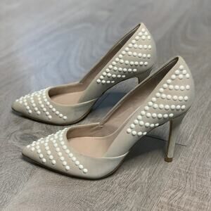 FRENCH CONNECTION Ellis Studded Nude Pointy Toe Pumps Women's